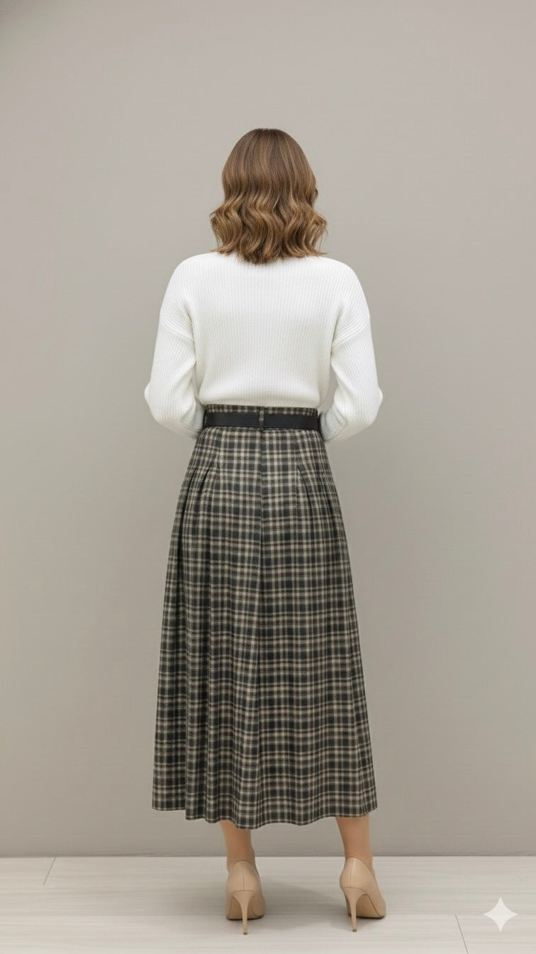 Jupe Écossaise Longue - Style Classique et Fluide
